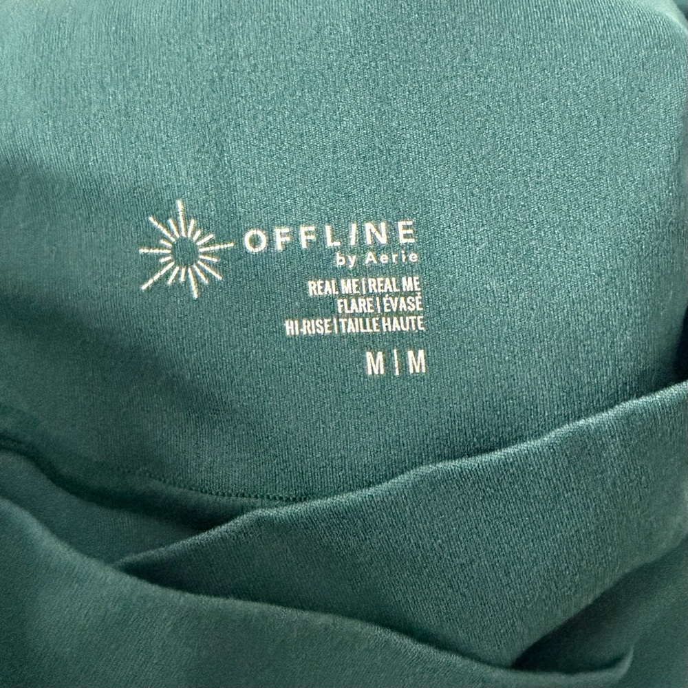 Offline by Aerie Size Medium Real Me Leggings Flare Hi-Rise Crossover Green Used - Picture 6 of 6